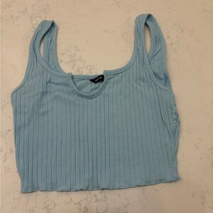 SHEIN Light Blue Ribbed Tank Top